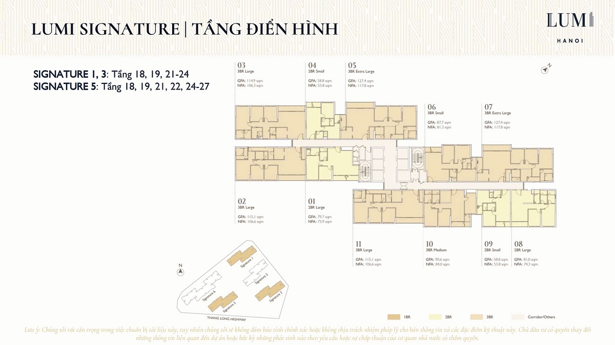 Mặt bằng tầng 18 - 24 dự án Lumi Hanoi