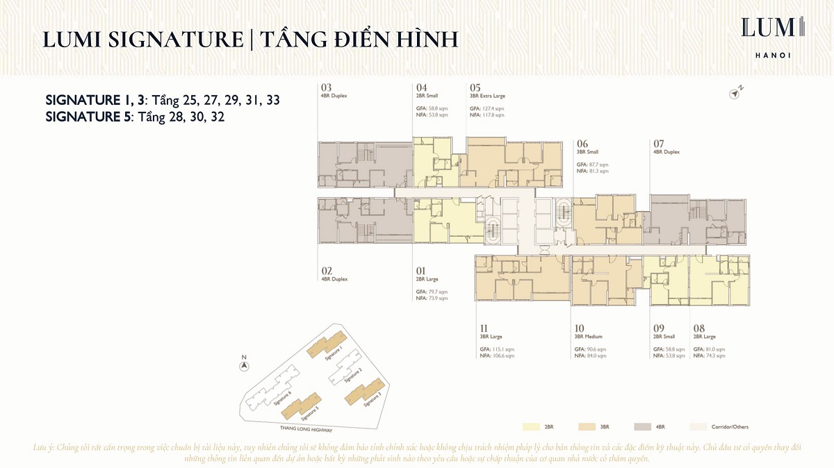 Mặt bằng tầng 25 - 33 dự án Lumi Hanoi