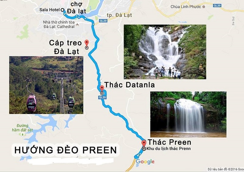 Bản đồ du lịch Đà Lạt hướng Đèo Preen