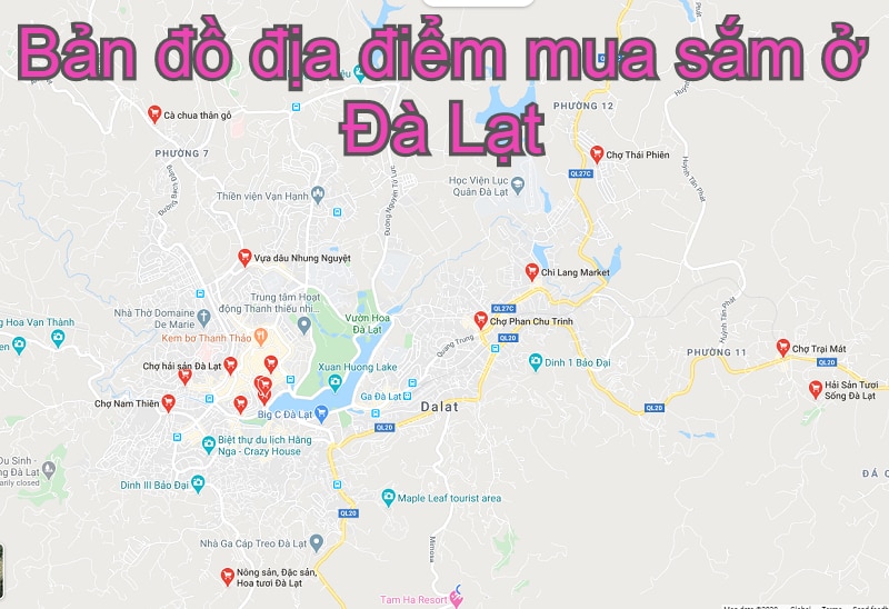 Bản đồ các địa điểm mua sắm tại Đà Lạt