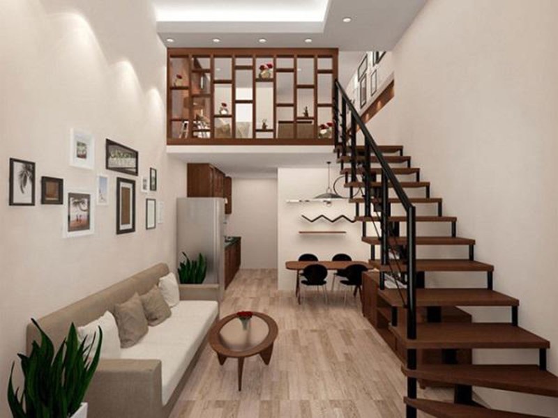 Mẫu cầu thang phòng trọ có tấm bậc thang