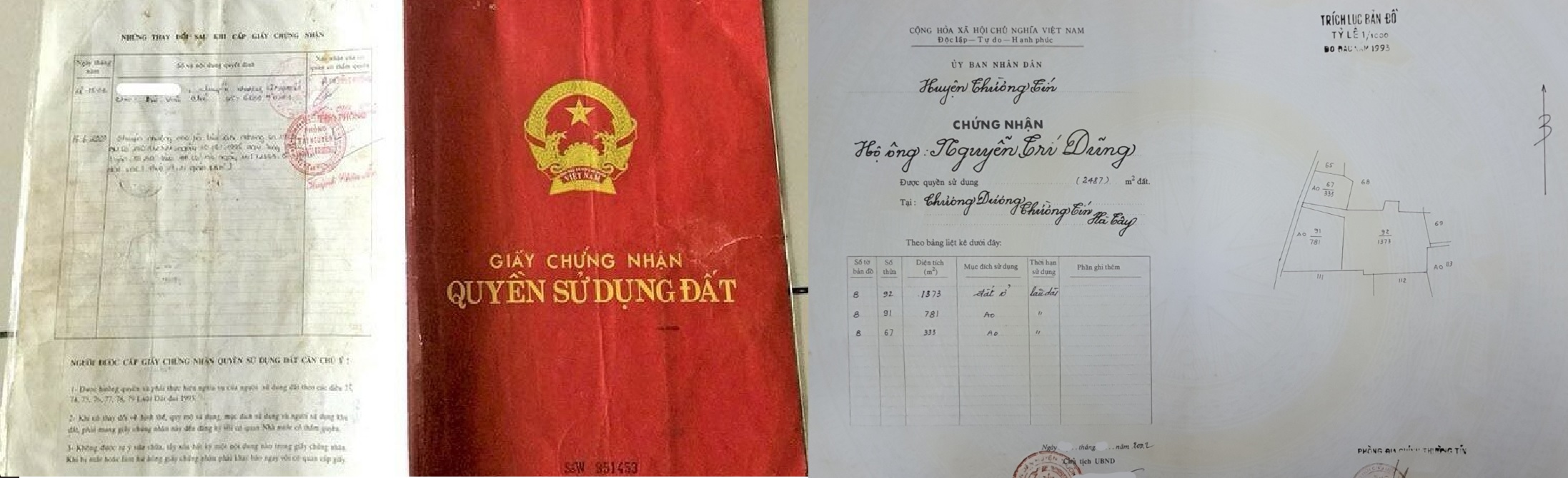 Thông tin hiển thị trên sổ đỏ