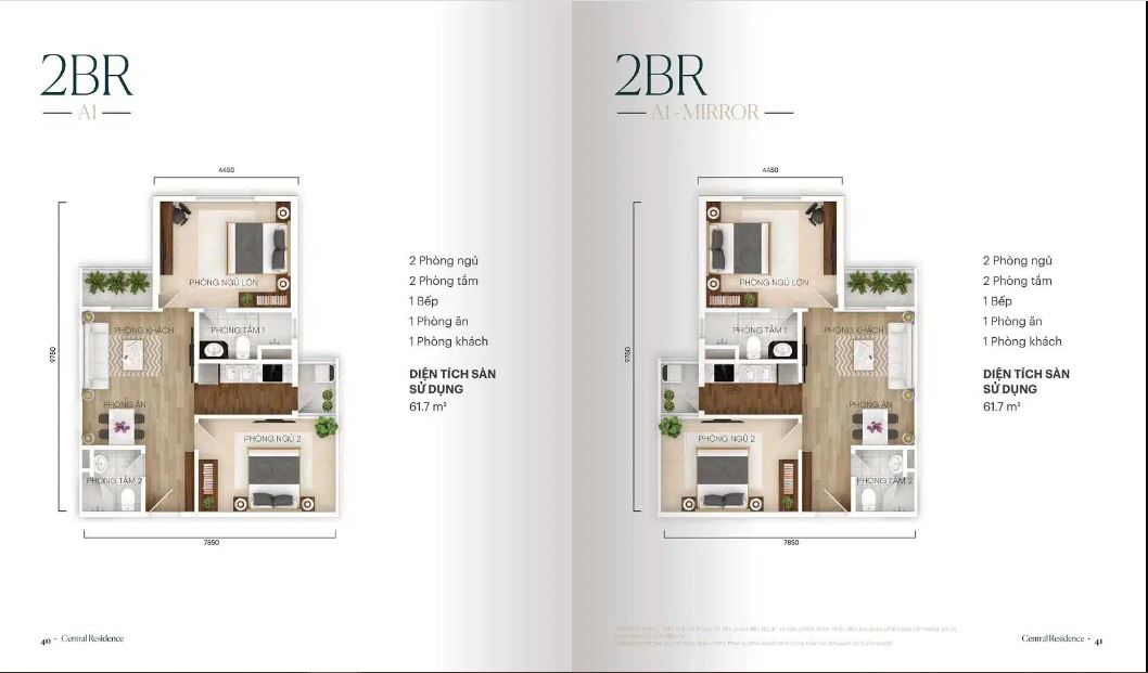 Thiết kế căn hộ 2 phòng ngủ với ban công rộng