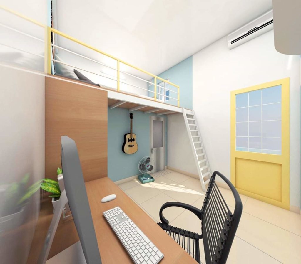 Mẫu thiết kế phòng trọ 16m2 đẹp