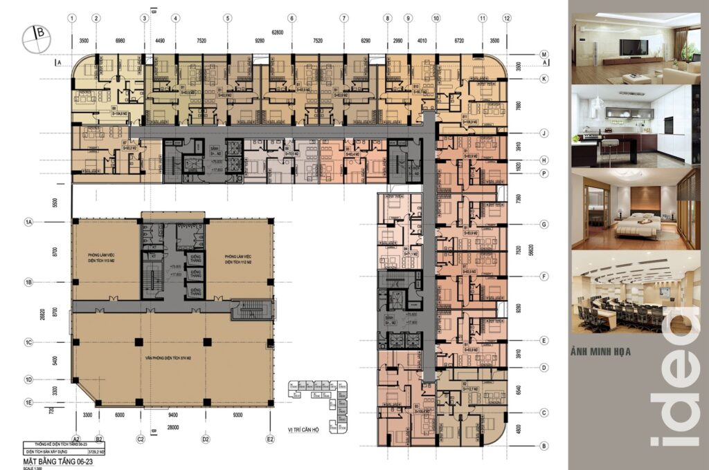 Mặt bằng điển hình tầng 6 - 23 của VIC Tower