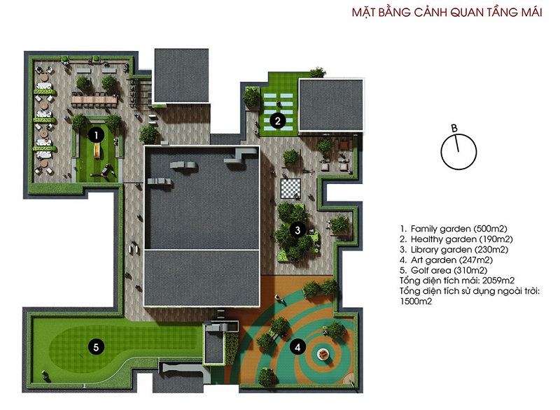 Mặt bằng tầng mái dự án The Nine Phạm Văn Đồng