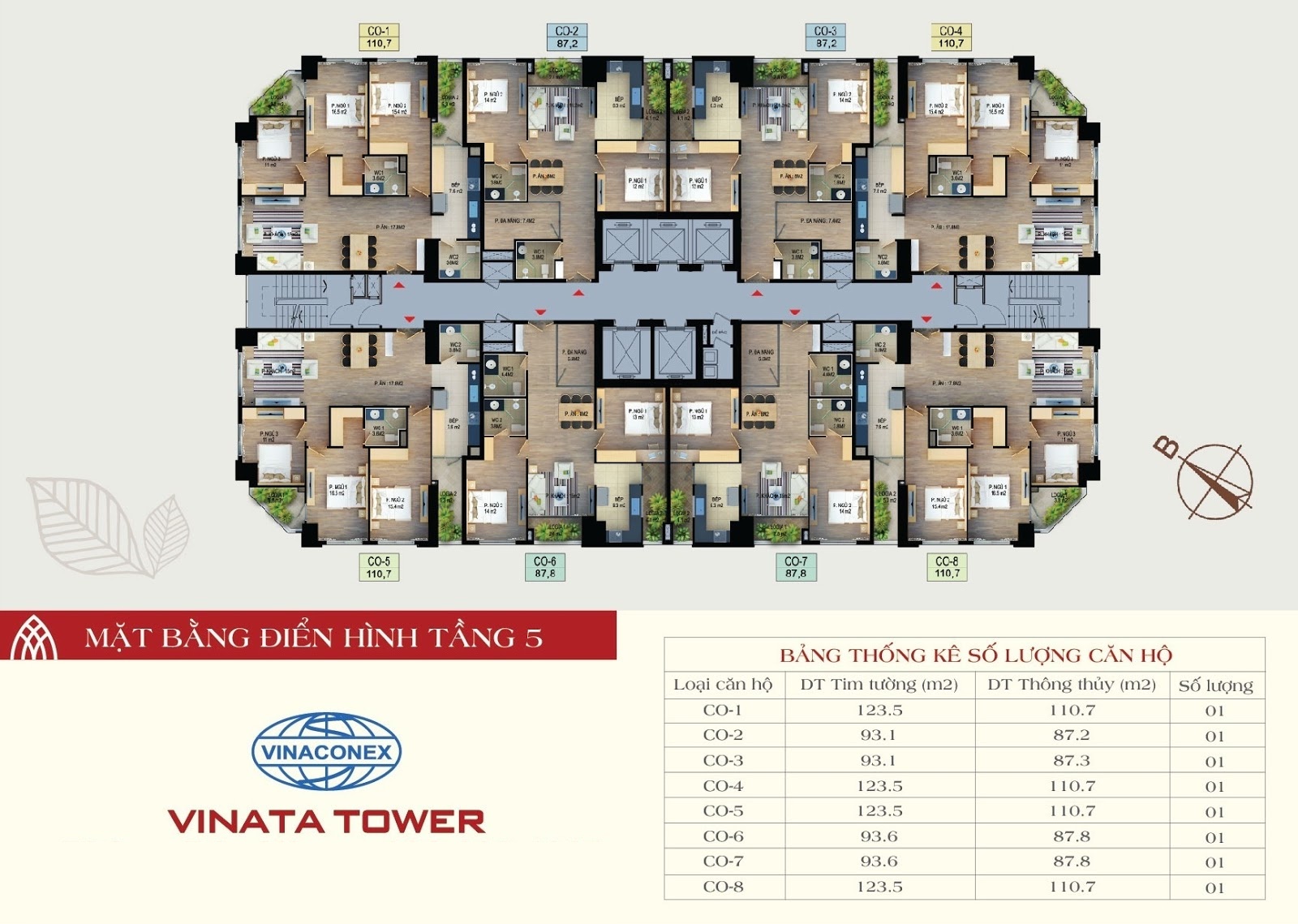 Mặt bằng điển hình tầng 5 Vinata Tower