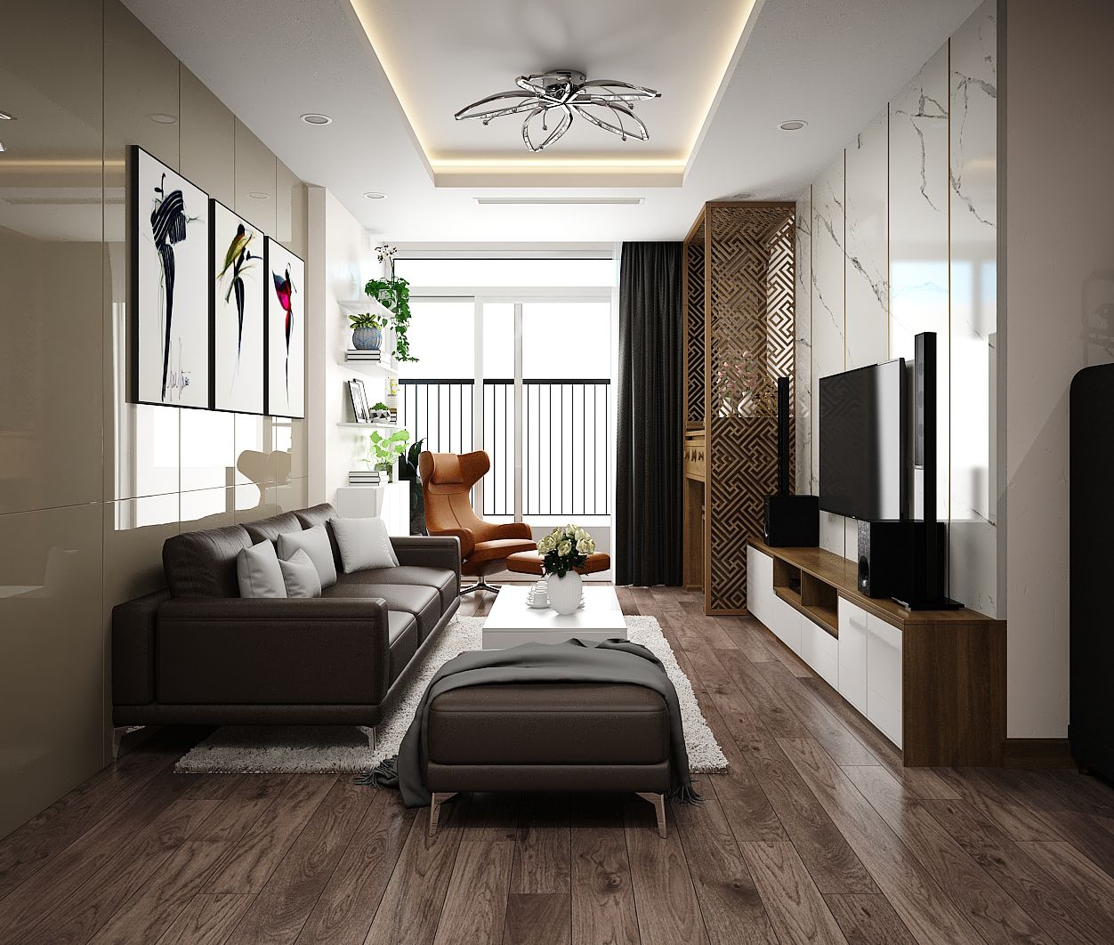 Phong cách thiết kế phòng khách căn hộ tại A10 Nam Trung Yên