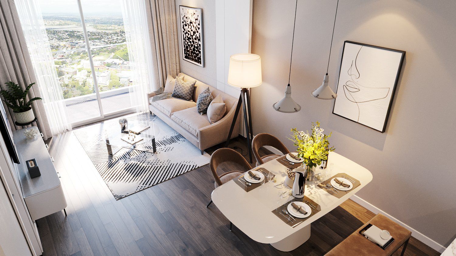 Phong cách thiết kế phòng khách The Nine Phạm Văn Đồng