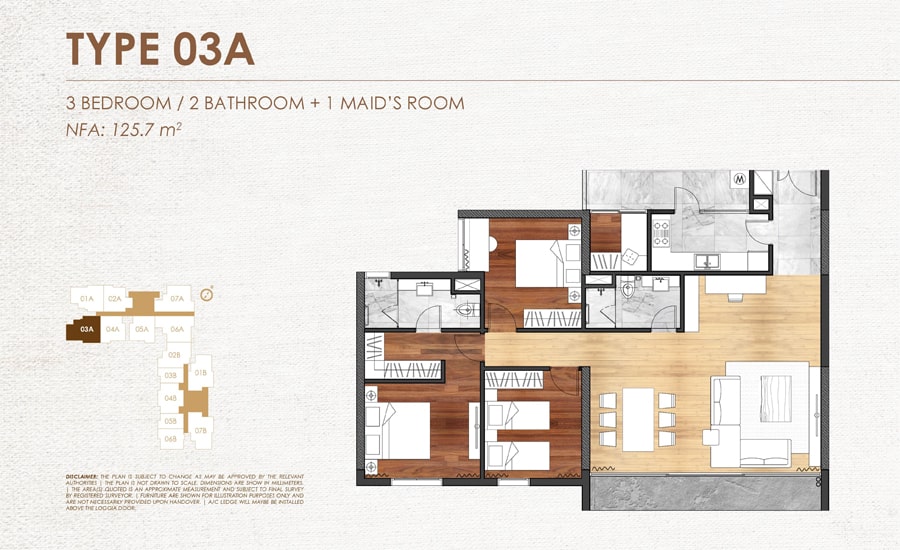 Mặt bằng căn hộ 03A chung cư Chelsea Residences