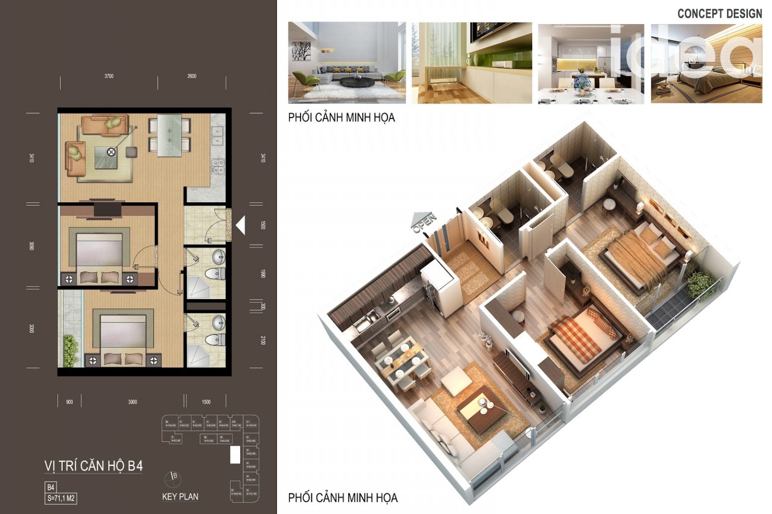 Mặt bằng căn hộ B4 của VIC Tower