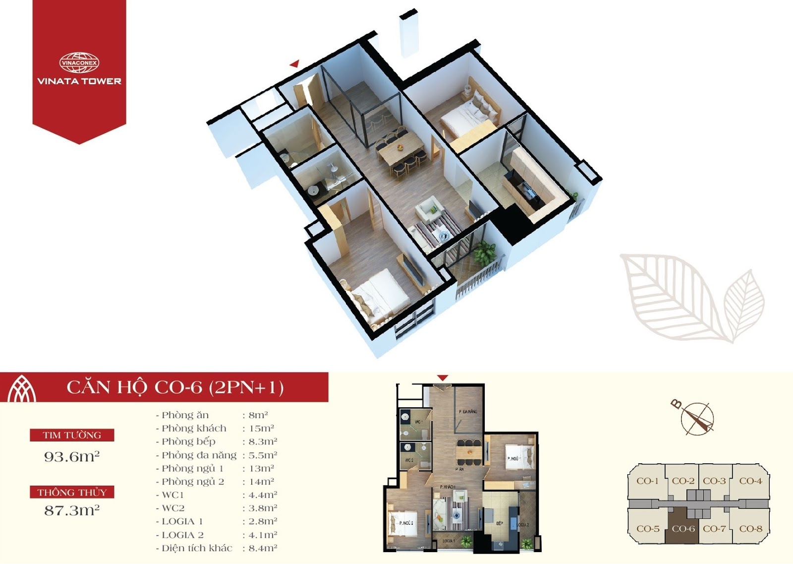 Mặt bằng căn hộ CO-6