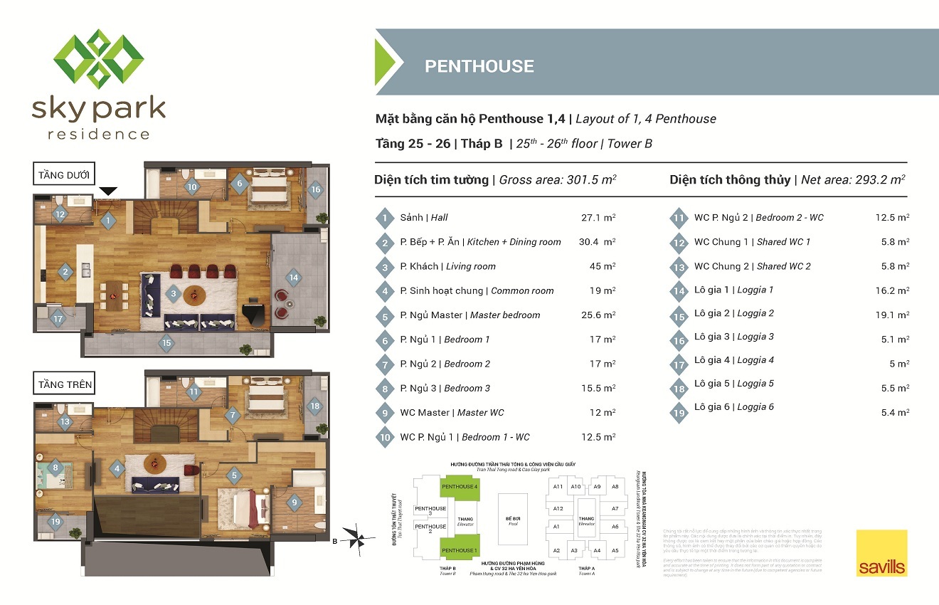 Mặt bằng Penthouse ở tháp B