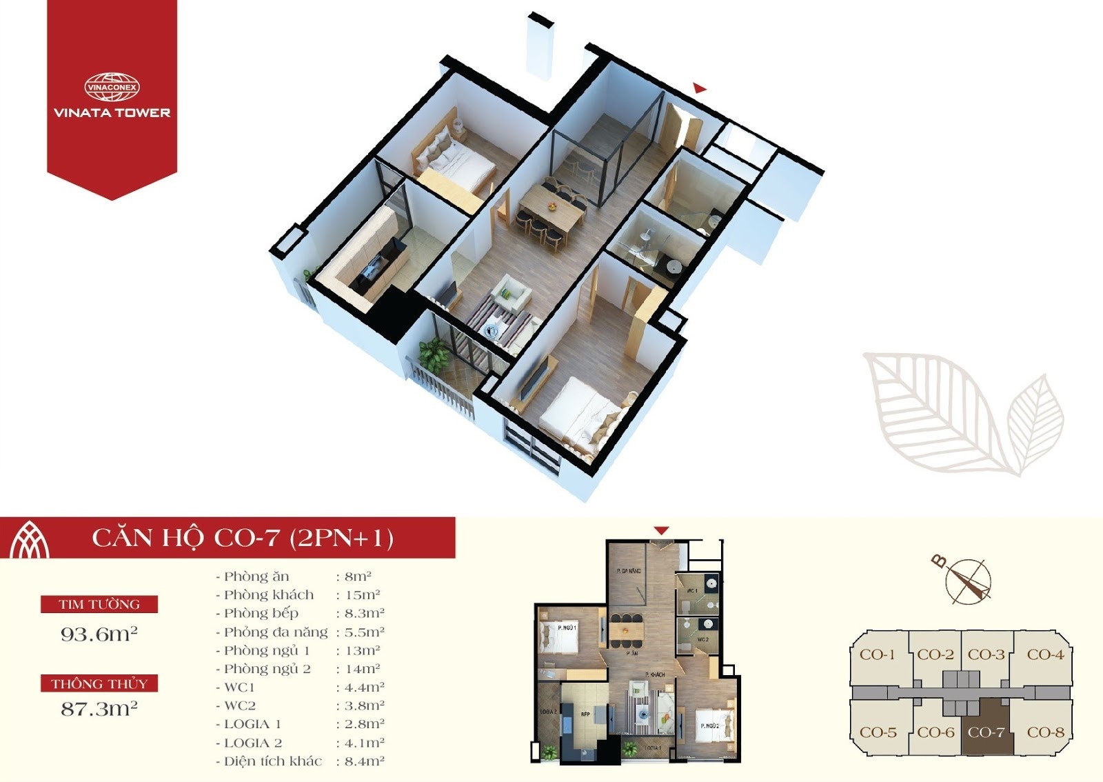 Mặt bằng căn hộ CO-7