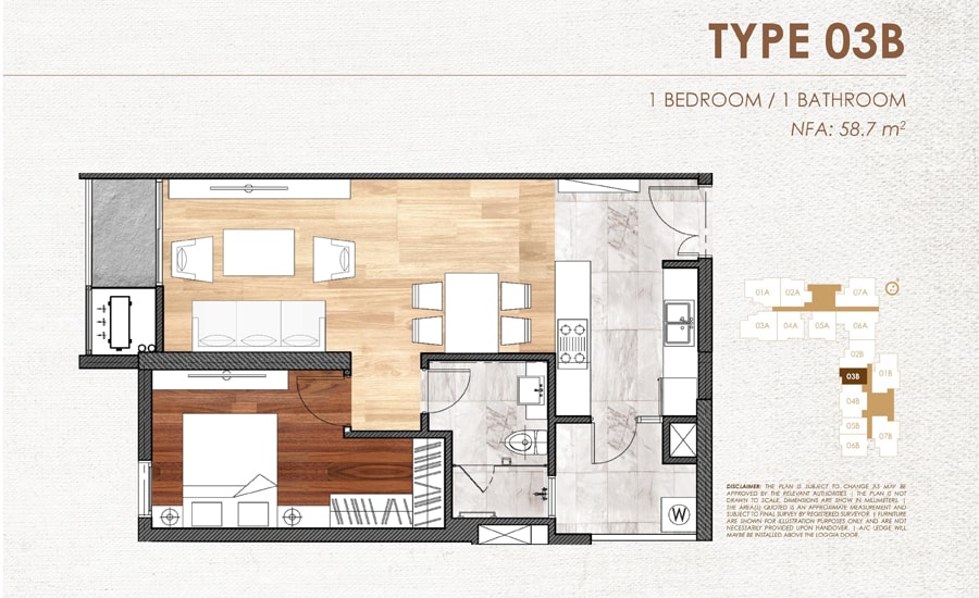 Mặt bằng căn hộ 03B chung cư Chelsea Residences