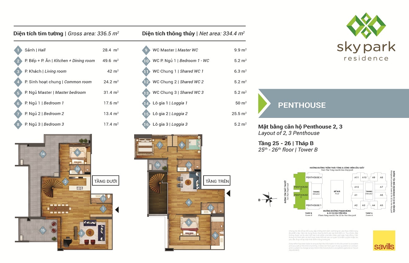 Mặt bằng Penthouse ở tháp B