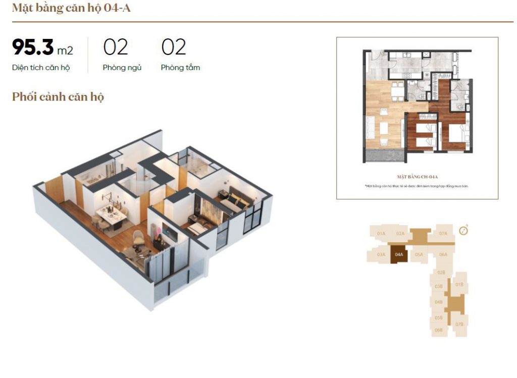 Phối cảnh mặt bằng căn hộ 04A