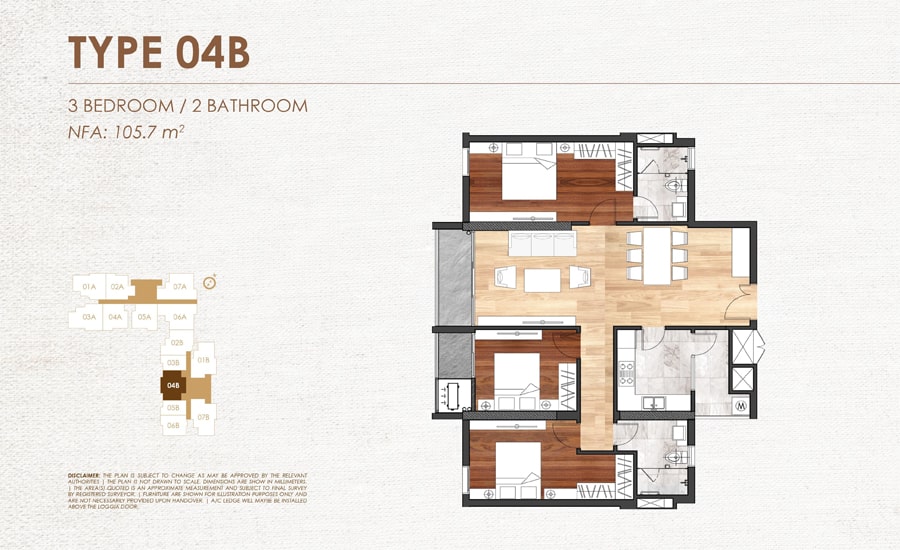 Mặt bằng căn hộ 04B chung cư Chelsea Residences