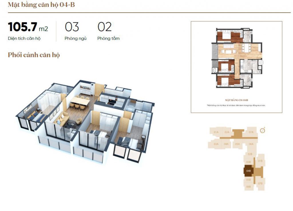 Phối cảnh mặt bằng căn hộ 04B