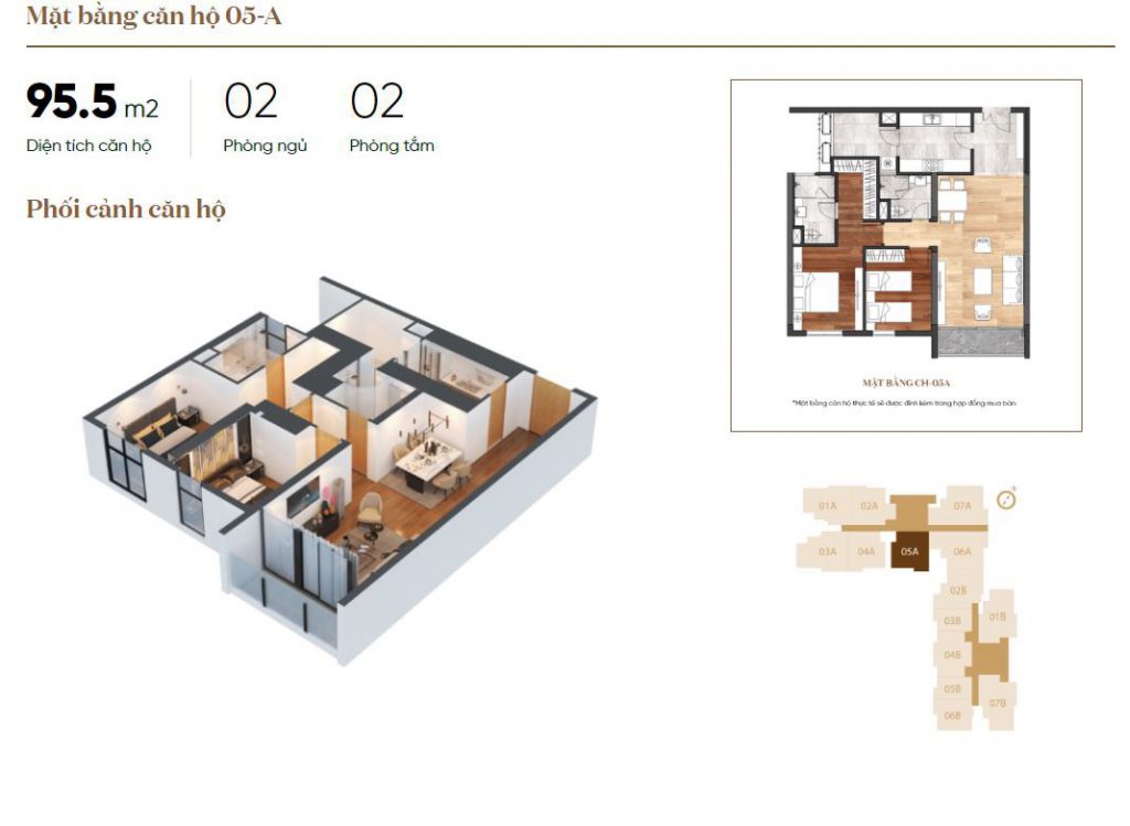 Phối cảnh mặt bằng căn hộ 05A