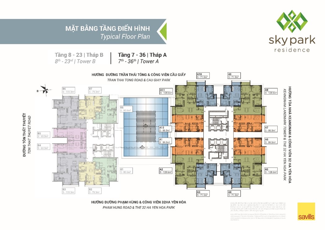 Mặt bằng tháp A Sky Park Residence