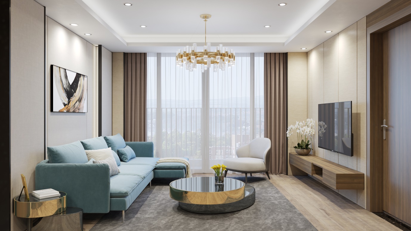 Phong cách thiết kế phòng khách căn hộ The Park Home Cầu Giấy