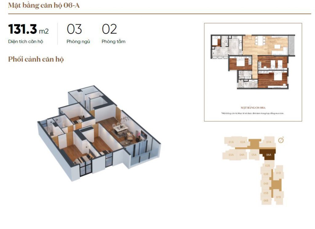 Phối cảnh mặt bằng căn hộ 06A