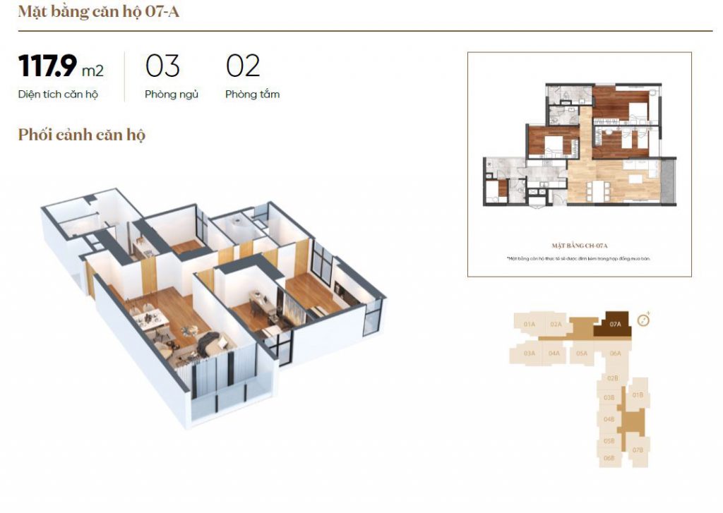 Phối cảnh mặt bằng căn hộ 07A