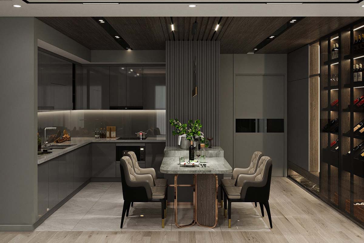 Phong cách thiết kế phòng bếp và phòng ăn chung cư Chelsea Residences