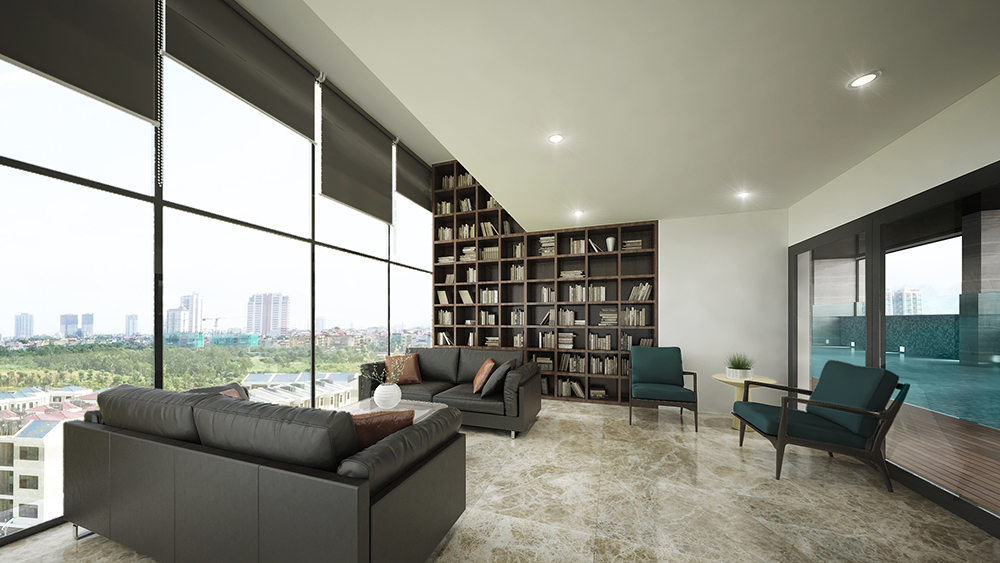 Phòng đọc sách tại Five Star Residence