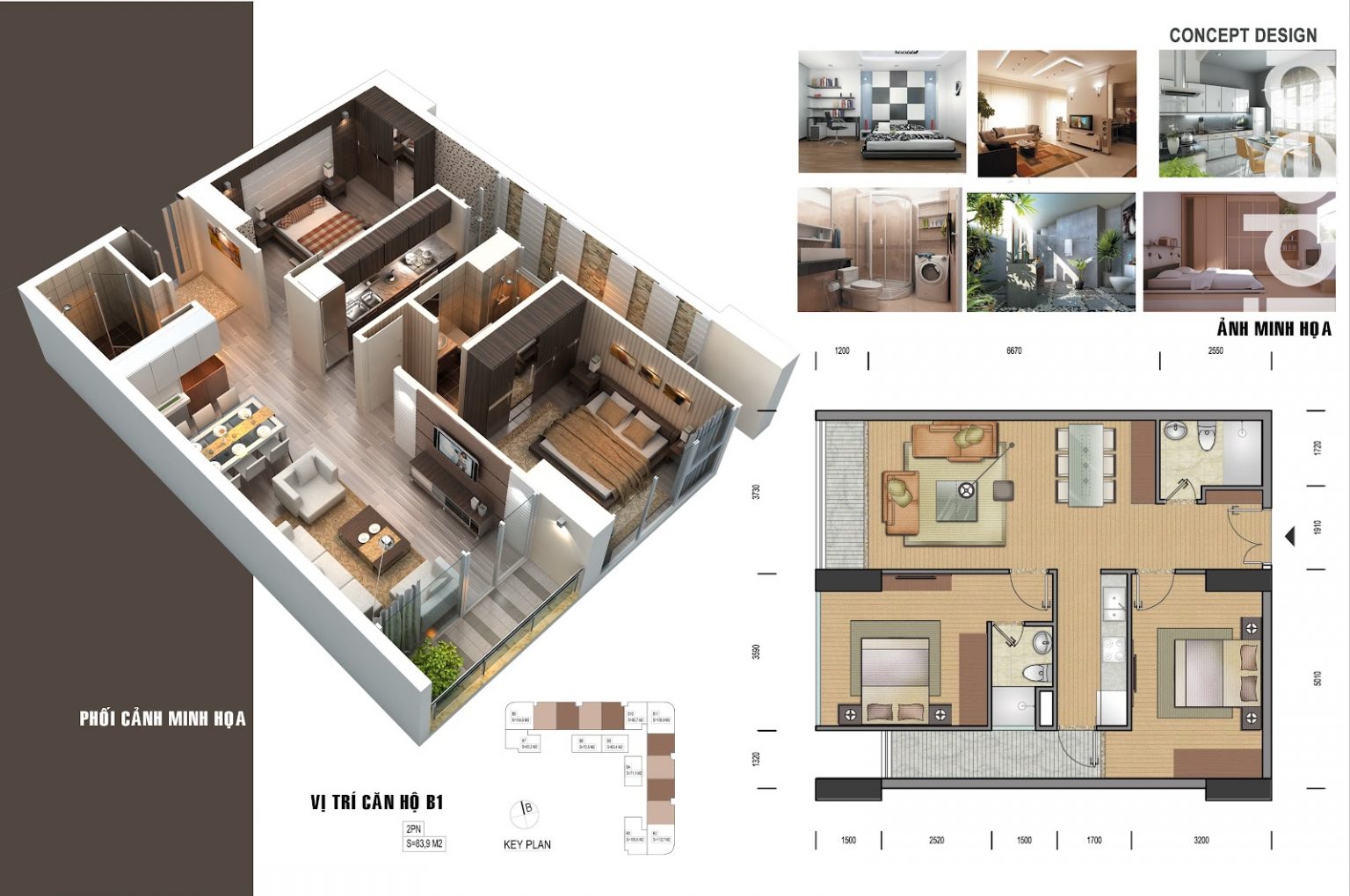 Mặt bằng căn hộ B1 của VIC Tower