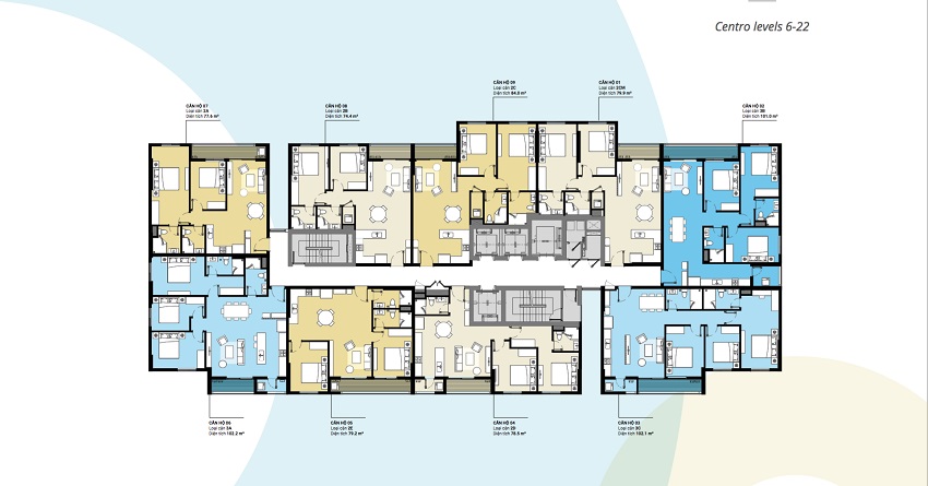Mặt bằng tòa CENTRO tại Kosmo Tây Hồ