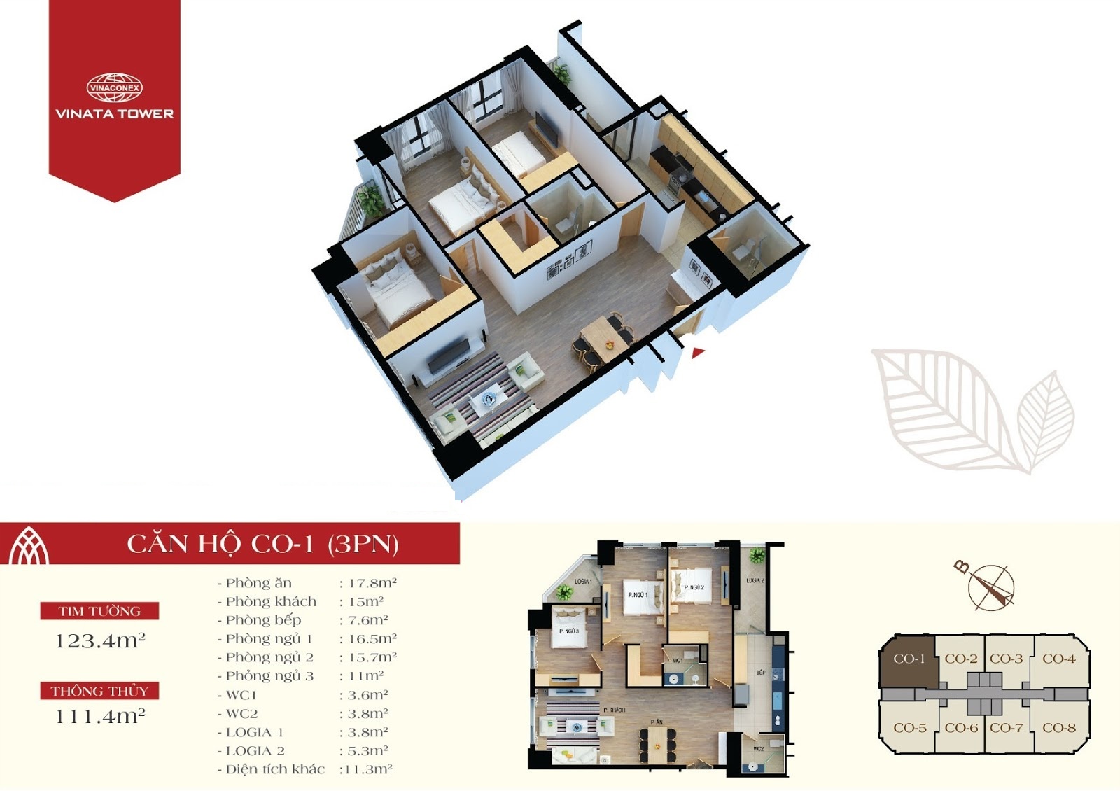 Mặt bằng căn hộ CO-1 