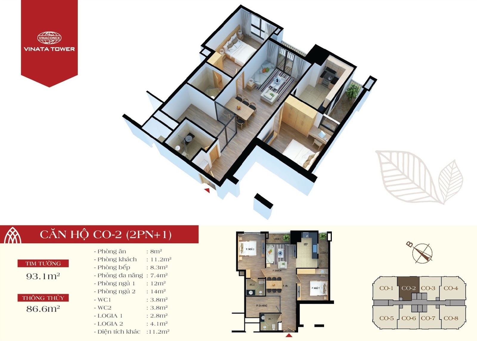 Mặt bằng căn hộ CO-2