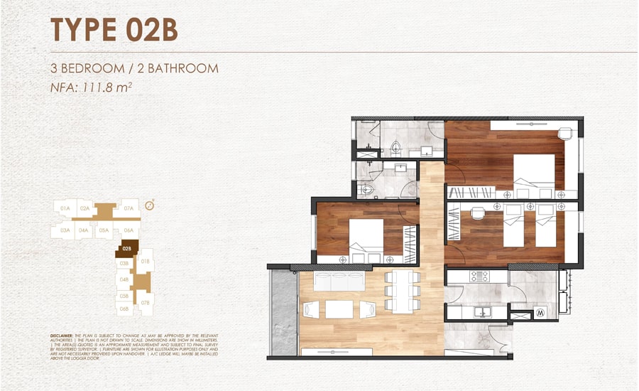 Mặt bằng căn hộ 02B chung cư Chelsea Residences