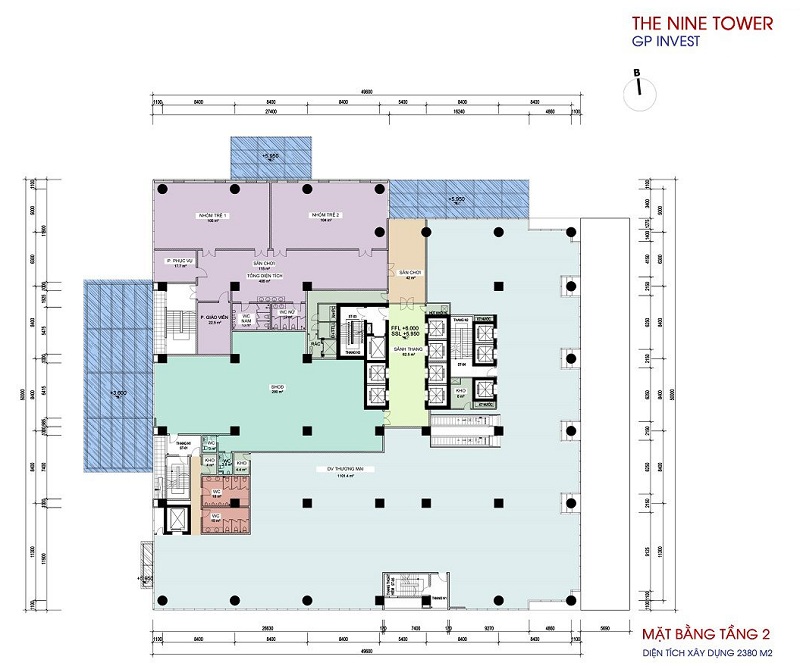 Mặt bằng tầng 2 dự án The Nine Phạm Văn Đồng
