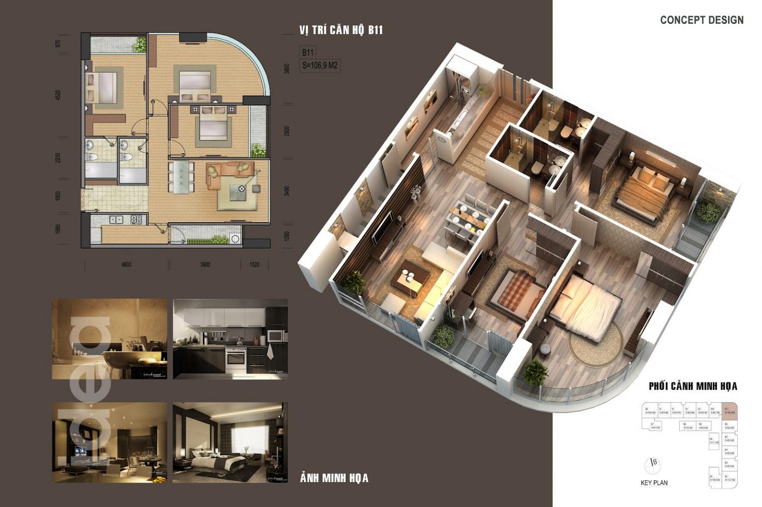 Mặt bằng căn hộ B11 của VIC Tower