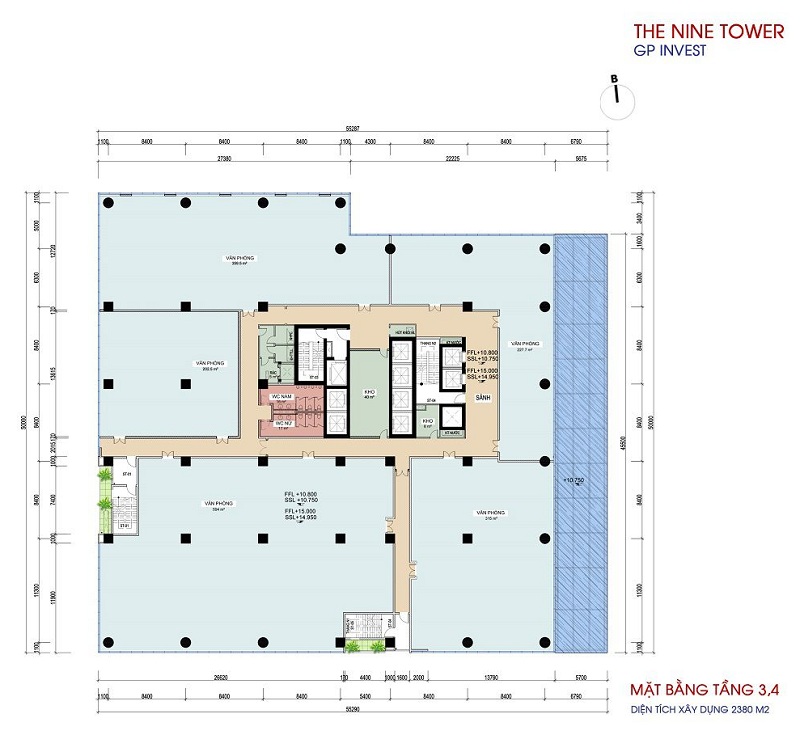 Mặt bằng tầng 3 và 4 dự án The Nine Phạm Văn Đồng