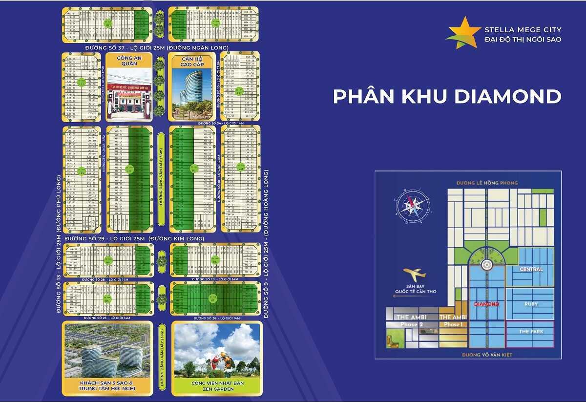 Mặt bằng phân khu Diamond dự án Stella Mega City