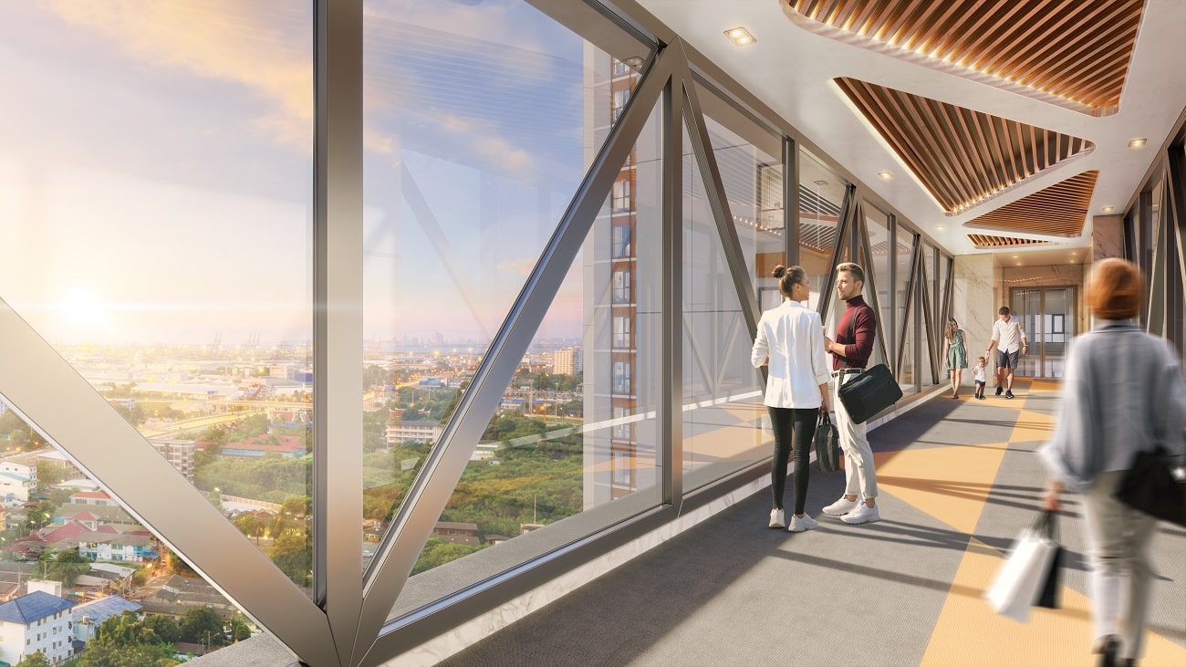Skybridge kết nối tầng 15 ngắm bình minh.