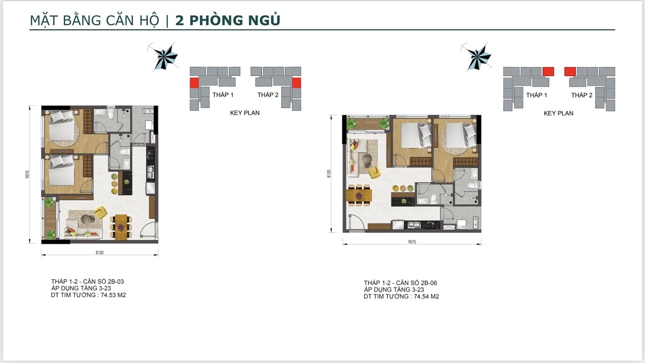Layout căn hộ 2PN tại Essensia Nam Sài Gòn