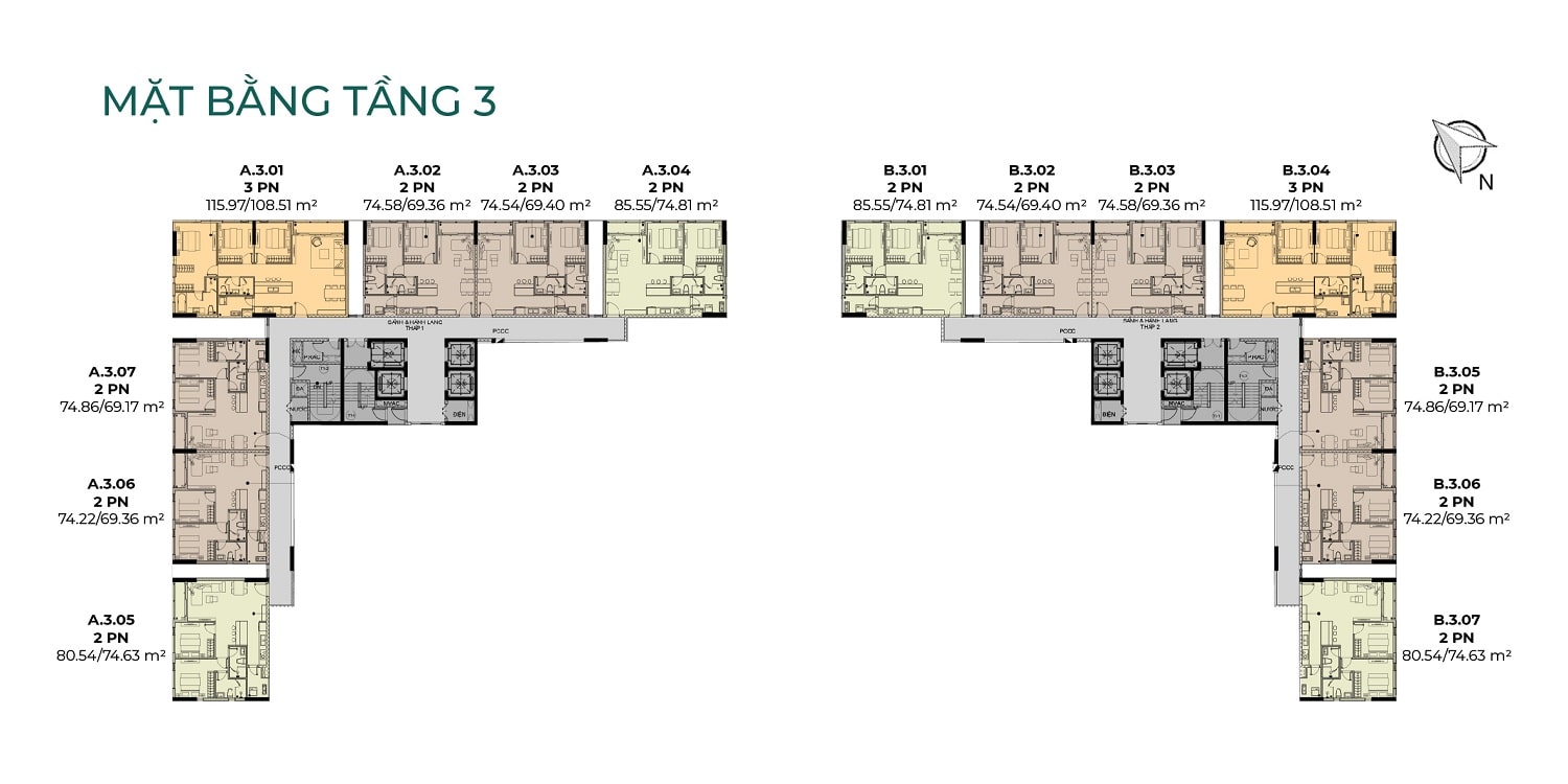 Mặt bằng tầng 3 tại dự án Essensia Nam Sài Gòn