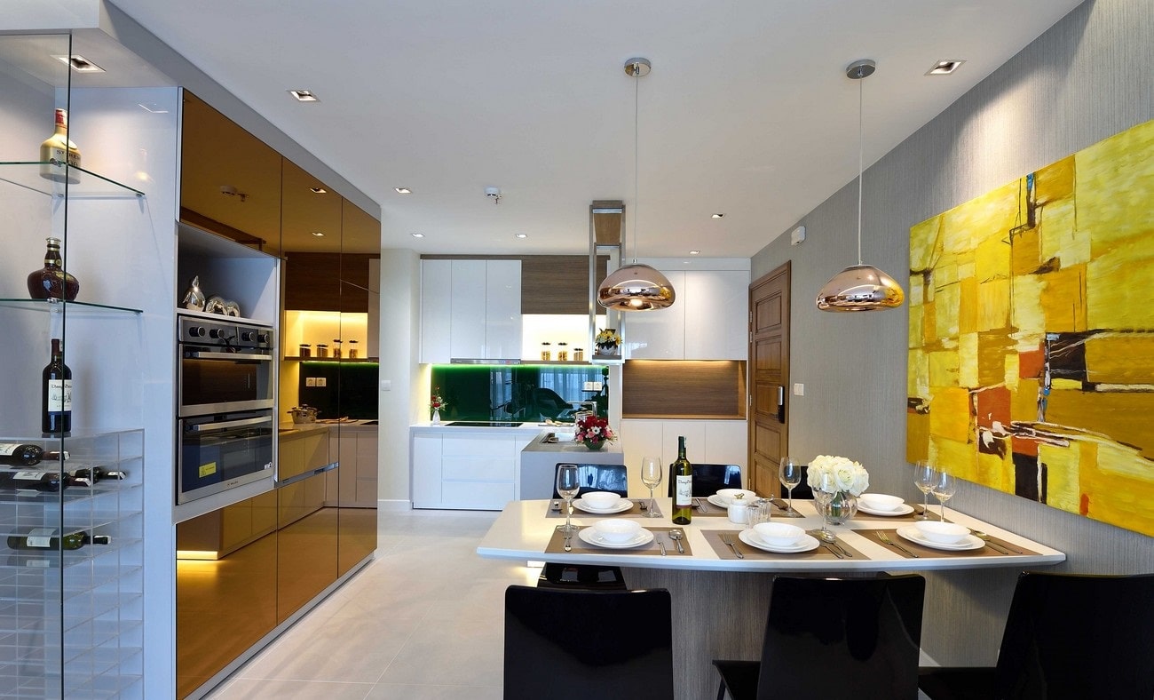 Nội thất tại phòng bếp Essensia vô cùng cao cấp 