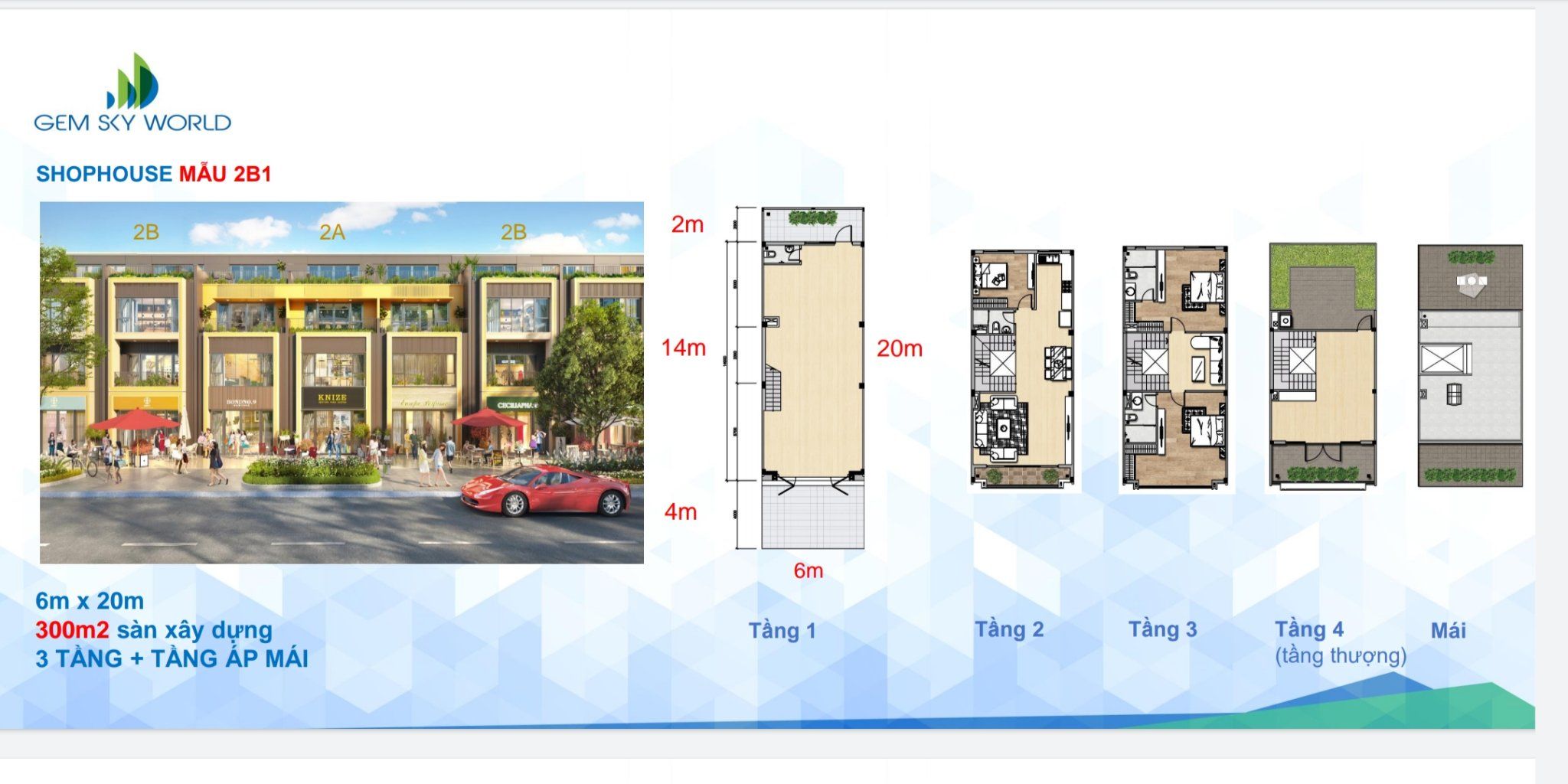 Thiết kế shophouse dự án Gem Sky World