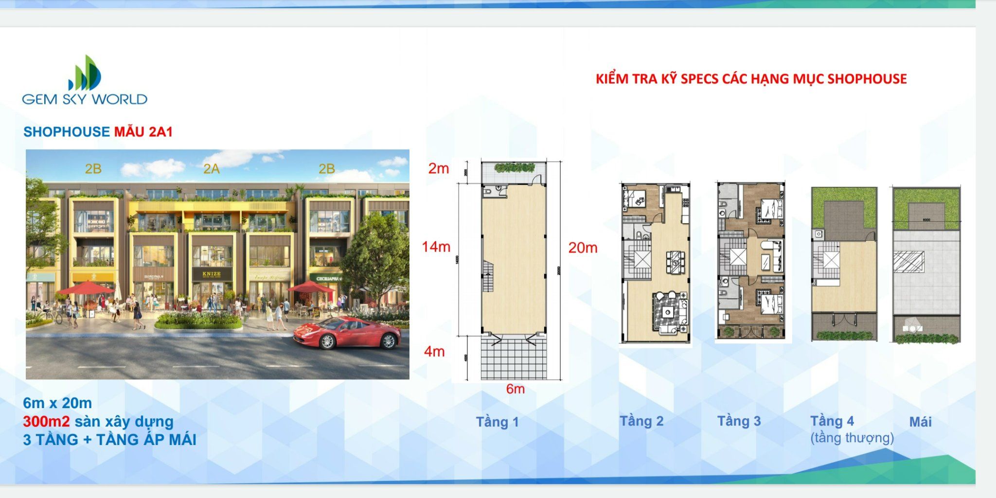 Thiết kế shophouse dự án Gem Sky World