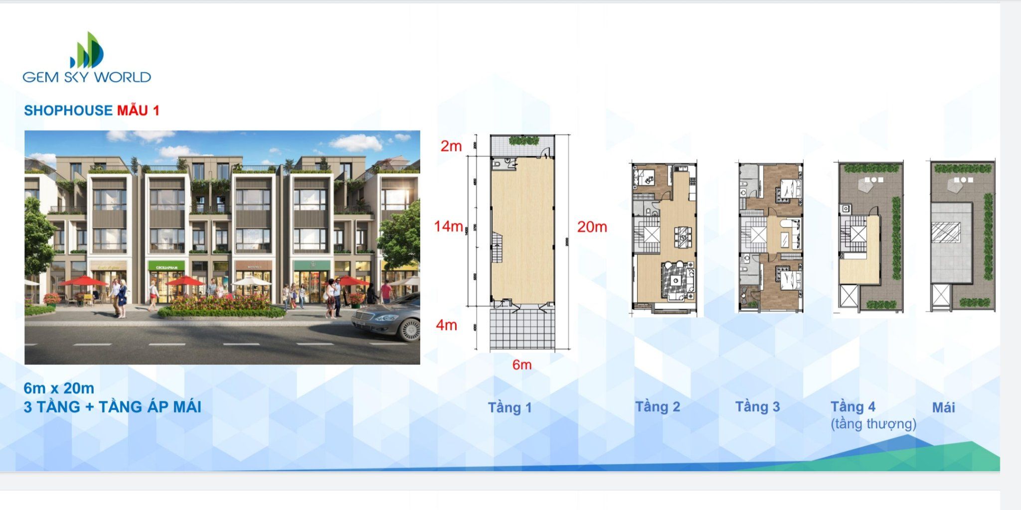 Thiết kế shophouse dự án Gem Sky World