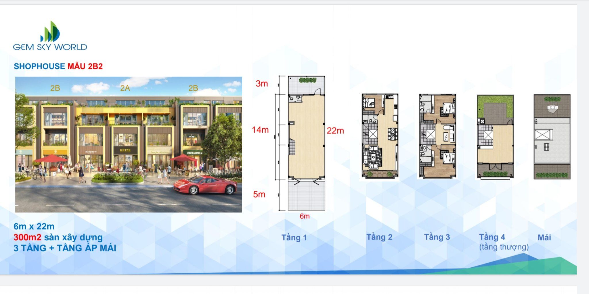 Thiết kế shophouse dự án Gem Sky World