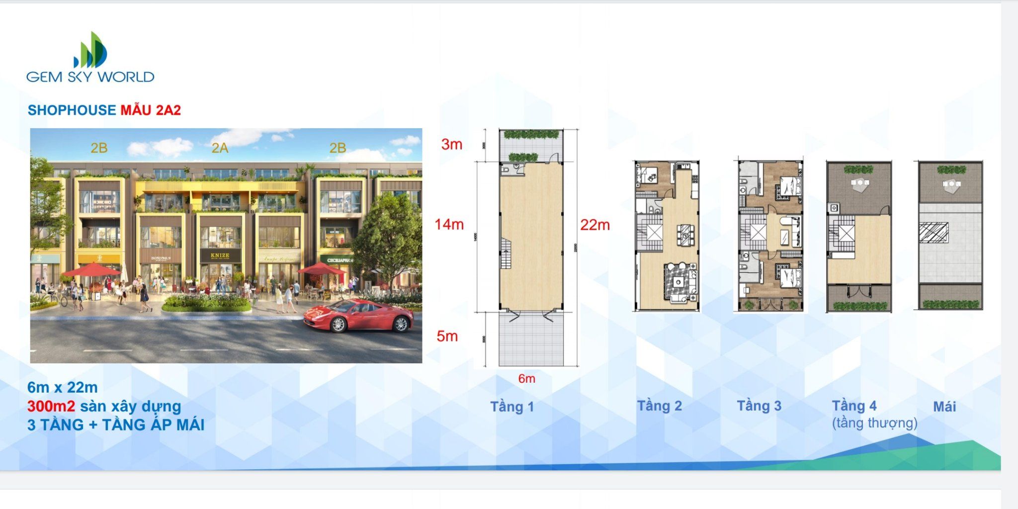 Thiết kế shophouse dự án Gem Sky World