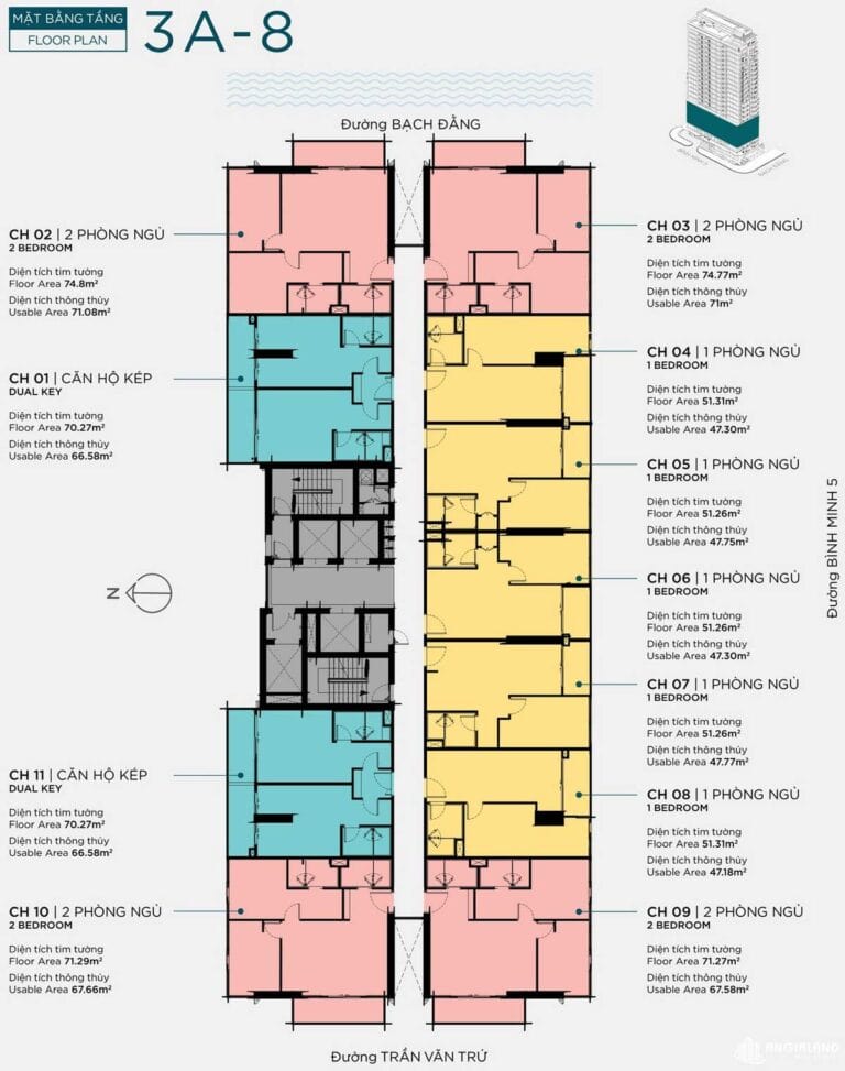 Mặt bằng tầng dự án căn hộ 3A - 8 The Filmore Đà Nẵng