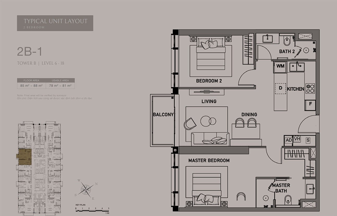 Căn hộ 2PN tại The OpusK Residence